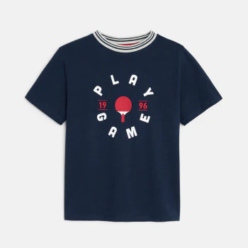 T-shirt manches courtes à message bleu Garçon