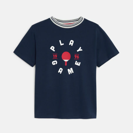 T-shirt manches courtes à message bleu Garçon