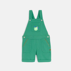 Salopette courte coton fantaisie vert bébé garçon