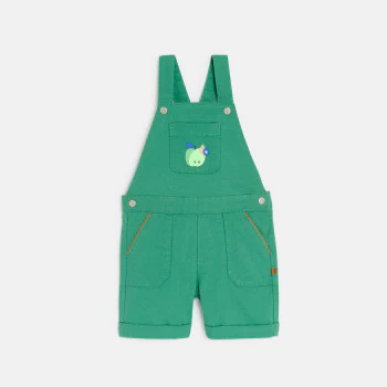 Salopette courte coton fantaisie vert bébé garçon