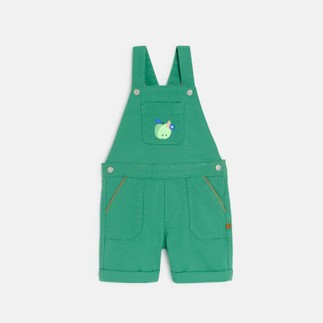 Salopette courte coton fantaisie vert bébé garçon