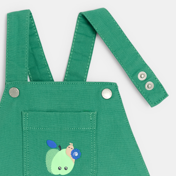 Baby boy's green patterned cotton short overalls