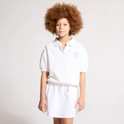 Girl's white short-sleeve polo shirt