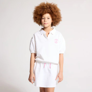 Girl's white short-sleeve polo shirt
