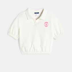 Girl's white short-sleeve...