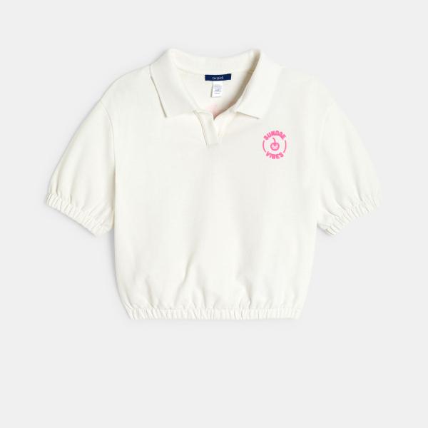 Polo à manches courtes blanc Fille