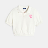 Girl's white short-sleeve polo shirt