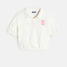 Girl's white short-sleeve polo shirt