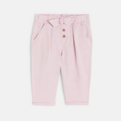 Pantalon fluide jersey de coton rose bébé fille