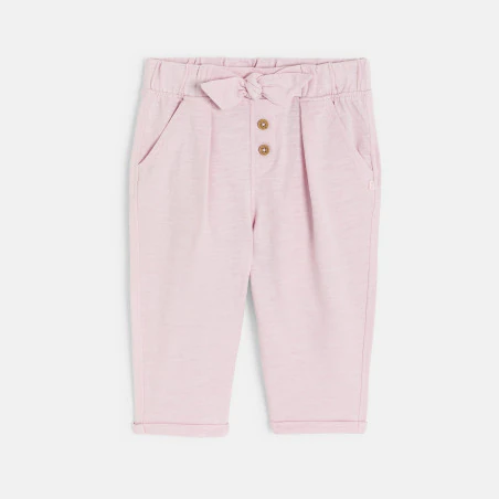 Baby girl's pink flowing jersey cotton trousers