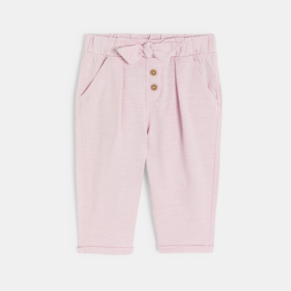 Pantalon fluide jersey de coton rose bébé fille