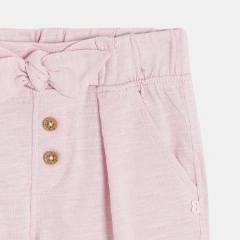 Pantalon fluide jersey de coton rose bébé fille