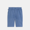 Boy's plain blue linen Bermuda shorts