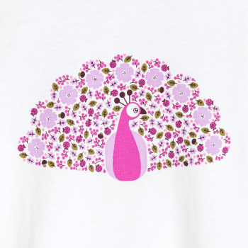 Baby girl's white sequinned peacock T-shirt