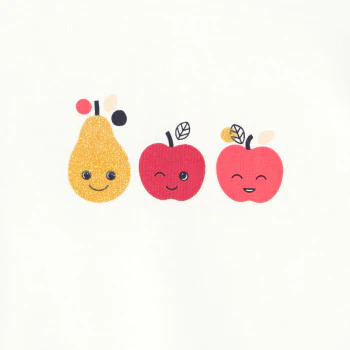 Baby girl's white fruit T-shirt with ruffles