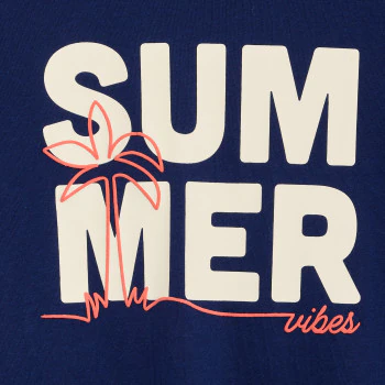 Boy's navy blue short-sleeve slogan T-shirt