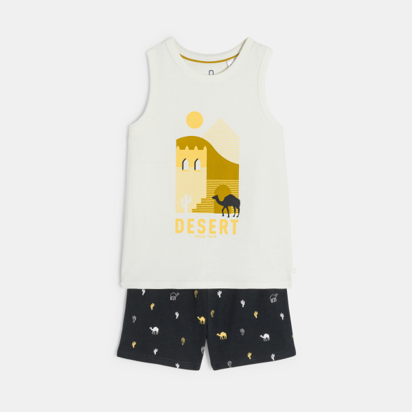 Boy's black jersey 2-piece summer pyjamas