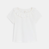 Baby girl's white ruffle neck T-shirt