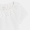 Baby girl's white ruffle neck T-shirt