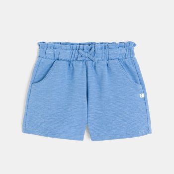 Baby girl's high-rise blue knit shorts
