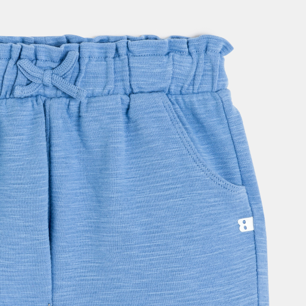 Baby girl's high-rise blue knit shorts