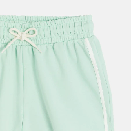 Girl's pastel green fleece shorts