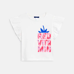 T-shirt manches courtes motif pailleté blanc Fille