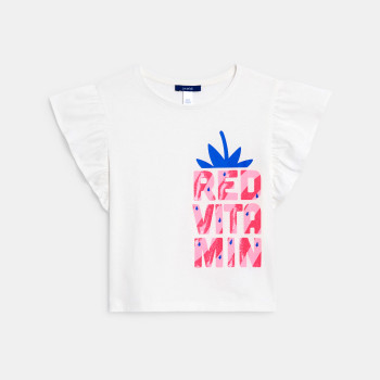 T-shirt manches courtes motif pailleté blanc Fille