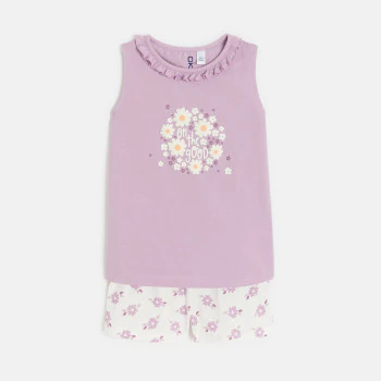 Pyjama-short fleuri mauve Fille