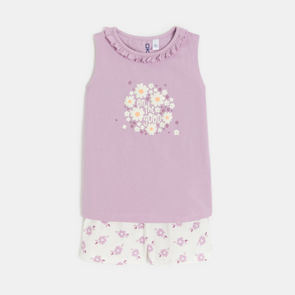 Girl's purple floral pyjama shorts