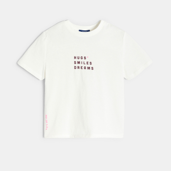 T-shirt à message rose blanc Fille 