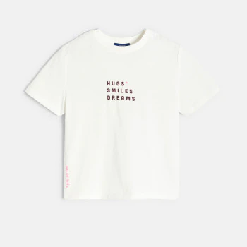 T-shirt à message rose blanc Fille 