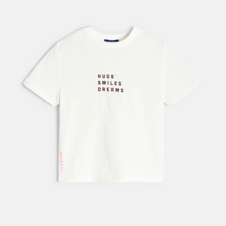 T-shirt à message rose blanc Fille 