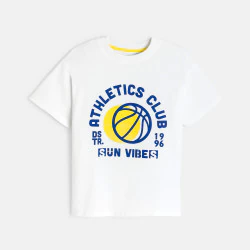 Boy's white sportswear short-sleeve T-shirt