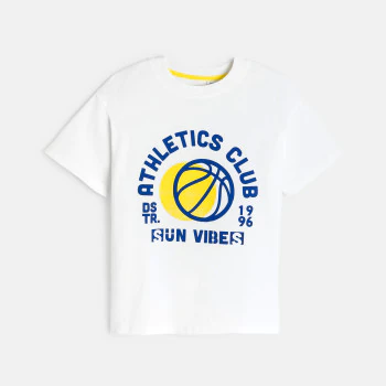 Boy's white sportswear short-sleeve T-shirt