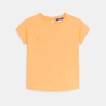 Girl's light orange short-sleeve T-shirt with embroidered motifs