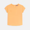 Girl's light orange short-sleeve T-shirt with embroidered motifs