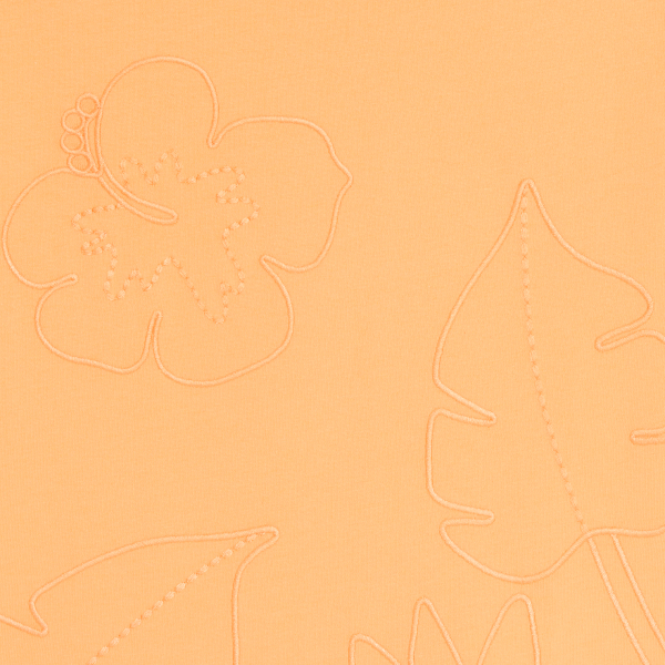 Girl's light orange short-sleeve T-shirt with embroidered motifs