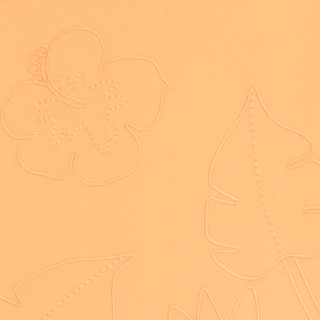Girl's light orange short-sleeve T-shirt with embroidered motifs