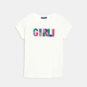 Girl's white slogan T-shirt