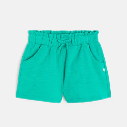 Baby girl's high-rise green knit shorts