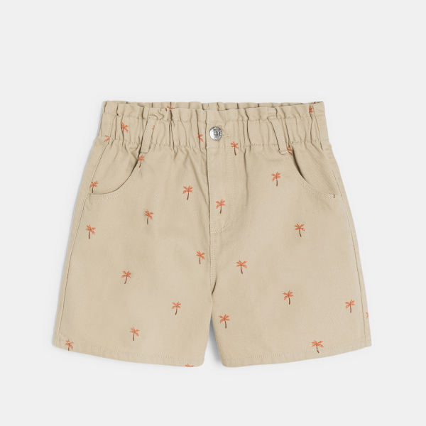 Girl's beige palm-tree mum shorts