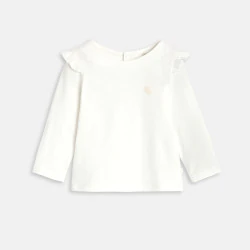 Top manches longues à volants blanc bébé fille