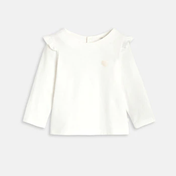 Baby girl's white ruffled long sleeve top