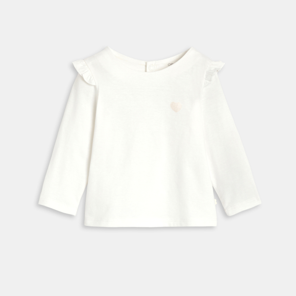 Baby girl's white ruffled long sleeve top