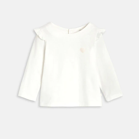Baby girl's white ruffled long sleeve top