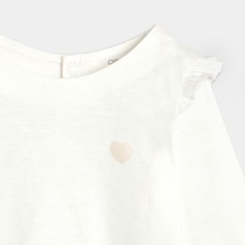 Top manches longues à volants blanc bébé fille