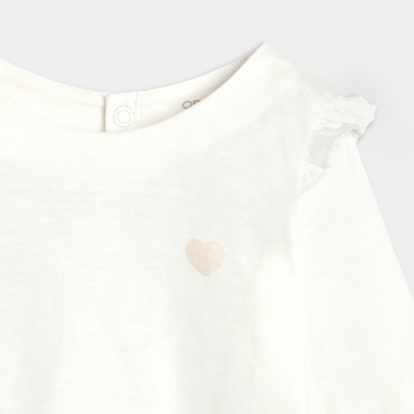 Baby girl's white ruffled long sleeve top