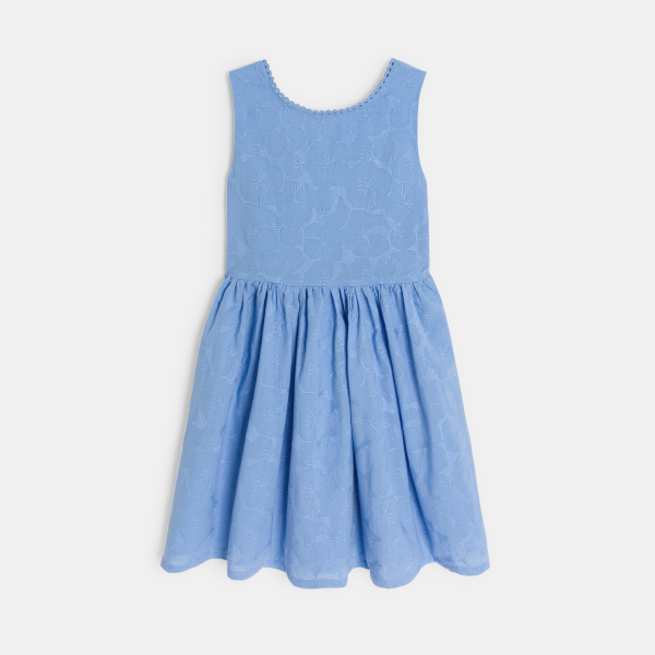 Girl's elegant blue embroidered sleeveless dress