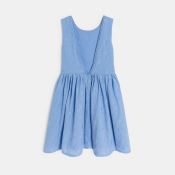 Robe chic brodée sans manches bleu Fille